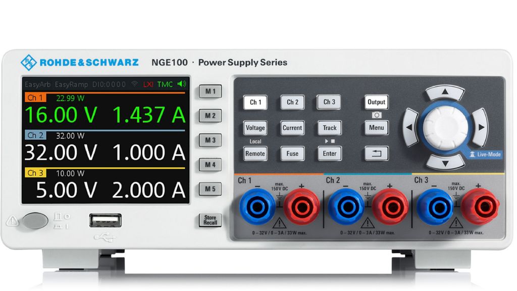 R&S®NGE100B 電源系列，前視圖